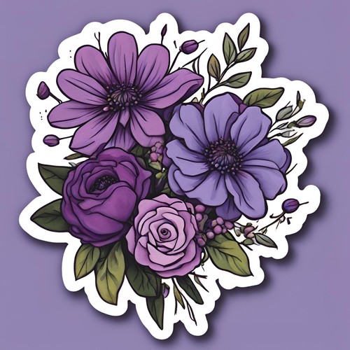 Flower゜・*:.。❁ Purple Flowers sticker 3x3