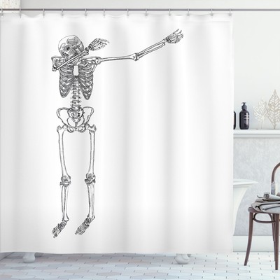 Bones Shower Curtain Funny Skeleton Dabbing Dance