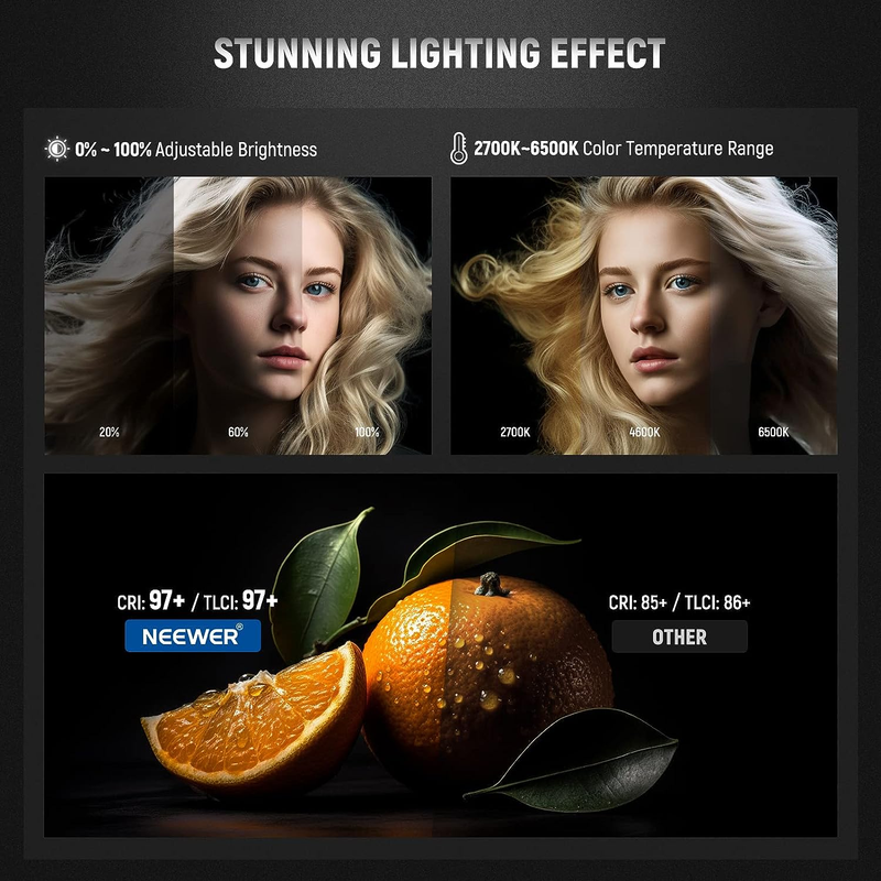 CB60B 70W LED Video Light with 2.4G/APP Control, COB Bi Color Bowens Mount Conti