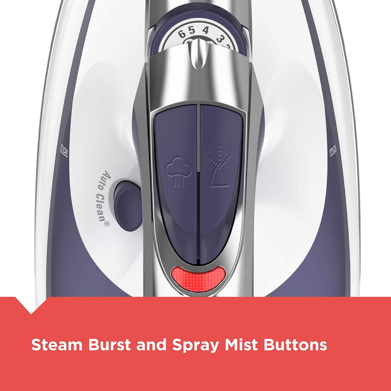Advantage Steam Iron, Nonstick Stainless Steel Clothing Iron, White/Blue, IR1070