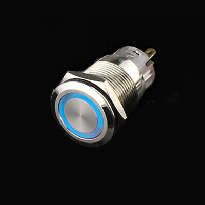 19mm Waterproof LATCH ON/OFF Stainless Steel Push Button Switch 12V LED