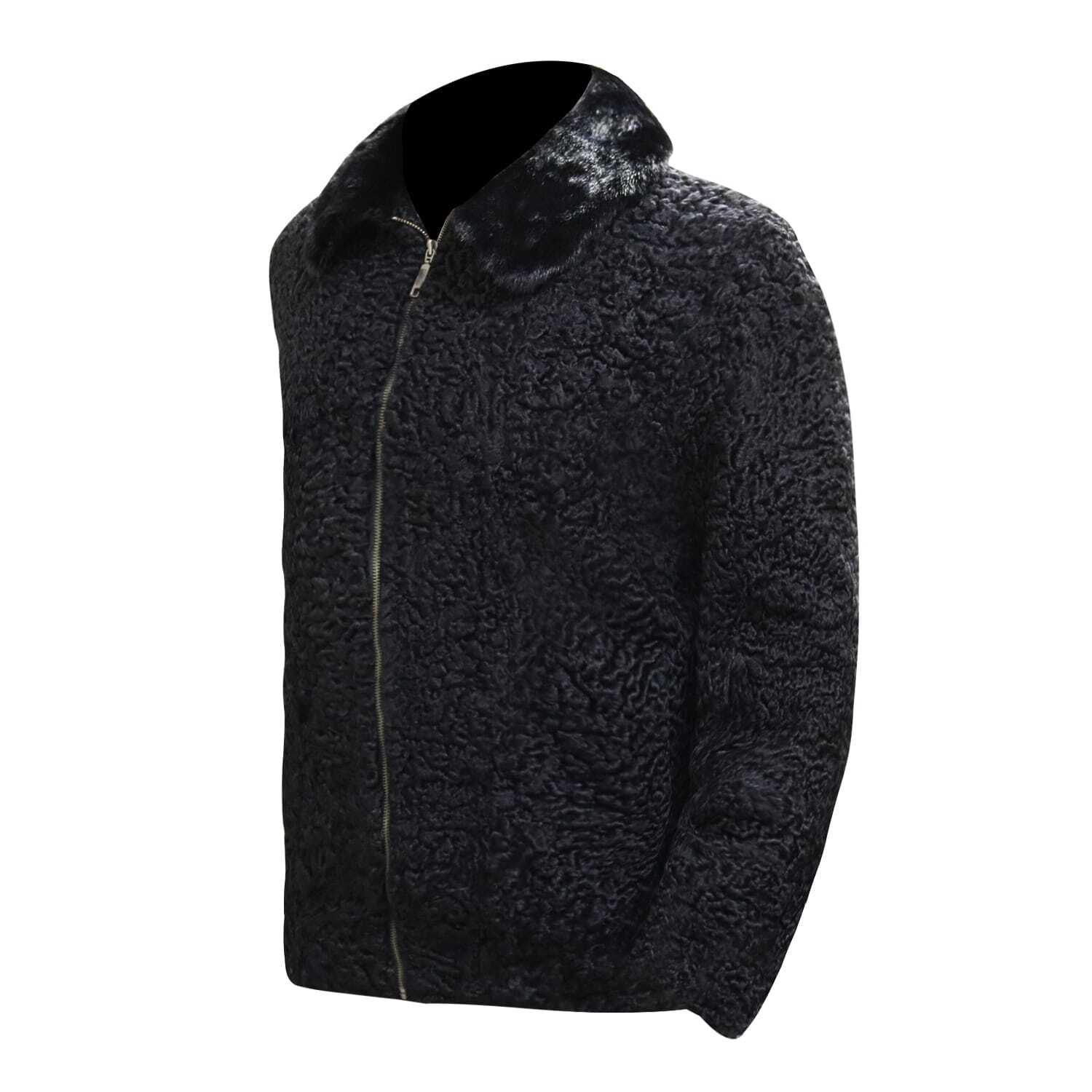 Pre-owned Handmade Black Real Fur Jacket Real Persian Lamb Fur Coat All Sizes S-8xl