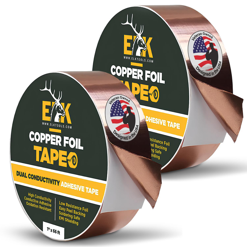 ELK Copper Foil Tape 2 Pack - 1” X 66Ft - with Conductive Adhesive for Guitar, C