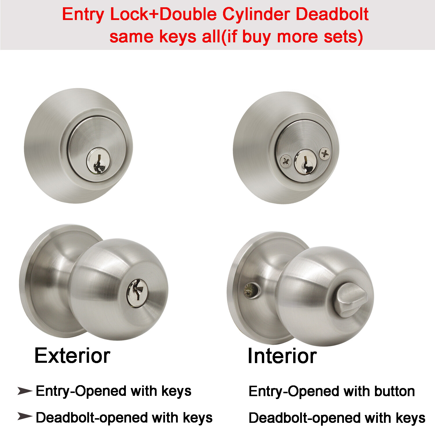 Entry Exterior Front Door Knob Handle Hartford Deadbolt Bolt Lock Set Combo Pack