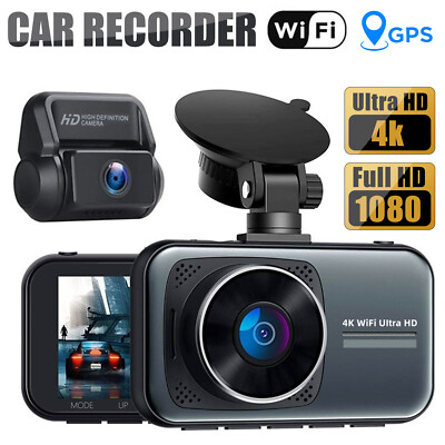 4K Dual Lens Car DVR Camera Dash Cam Front/Rear/Inside Video Recorder G-Sensor