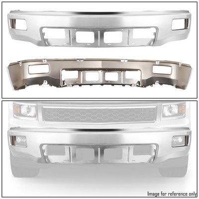 For 14-15 Chevy Silverado 1500 Chrome Front Bumper Face Bar w/ Fog Light Holes