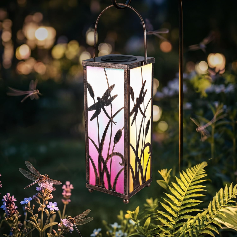 Colorful Solar Lantern Hanging Outdoor Metal Decorative Garden Patio Waterproof