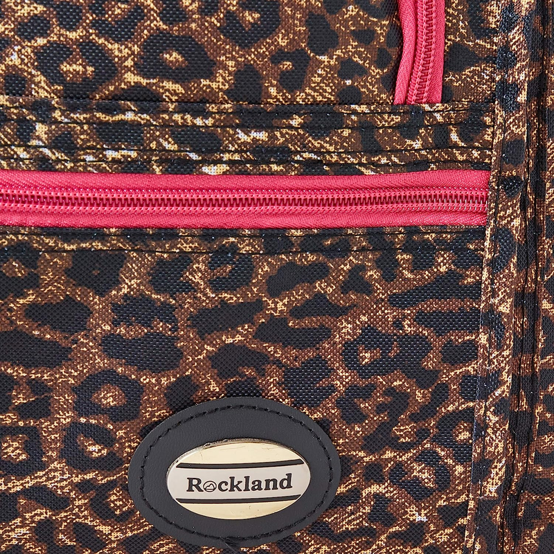 Women Rolling Wheel Tote Duffle Bag Travel Vacation Luggage, Pink Leopard, 22"