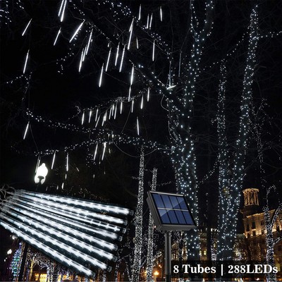 1-4pcs 288LED Solar Lights Meteor Shower Rain 8 Tube Tree String Christmas Decor