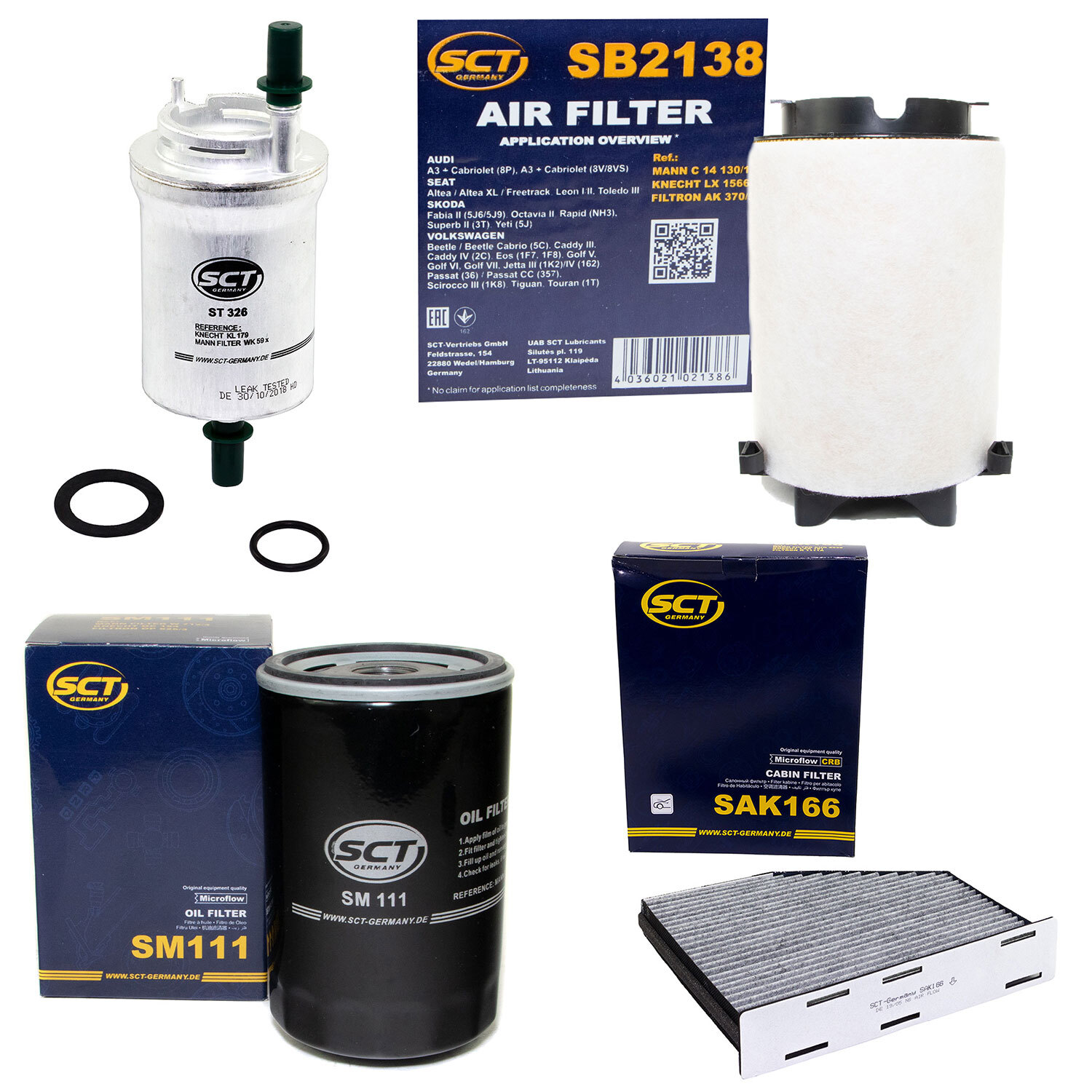 Filter Set SCT Kraftstoff- ÖL- Luft- Innenraum- für Audi A3 Seat Leon Skoda VW