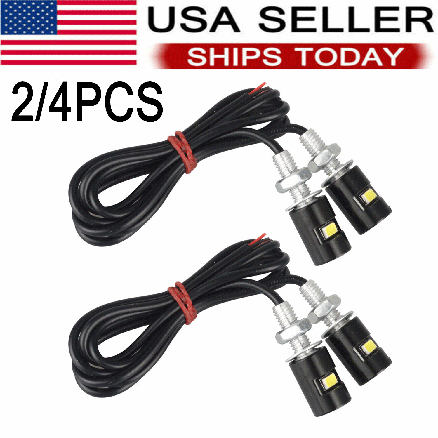 2/4pc Motorcycle Car LED License Plate Light 5630/5730 SMD Screw Bolt Lamp Bulbs