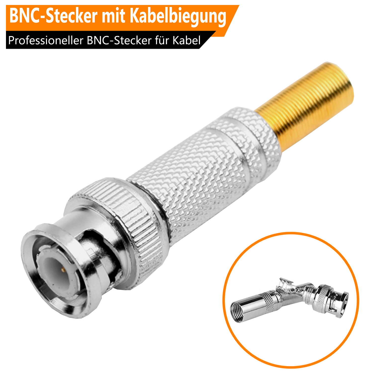 Koax BNC männlich BNC Stecker Feder Kein Lot Adapter für Überwachung CCTV Video