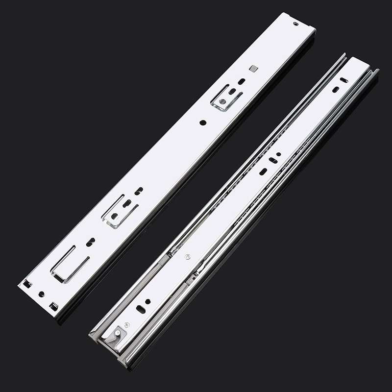 16 Inch Soft Close Ball Bearing Drawer Slides - 1 Pair of Nickel Finish Side Mou
