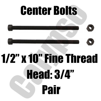 Leaf Spring Center Bolt - 1/2 x 10 (PAIR) Fine Threaded Leaf Bolts with Nuts