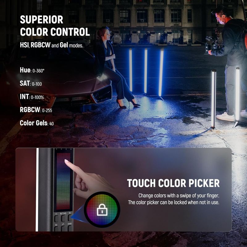 TL60 RGB Tube Light, Full Color RGBWW Photography Handheld LED Video Lighting Wa