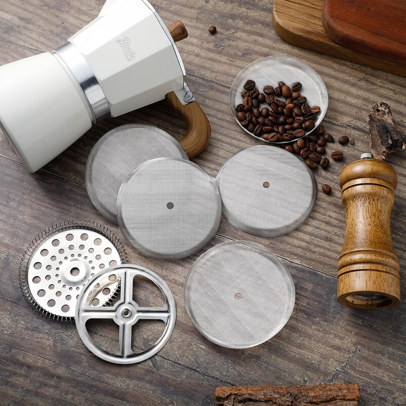 8 Pieces French Press Filter Parts Includes 6 Pieces Mesh French Press Screen St