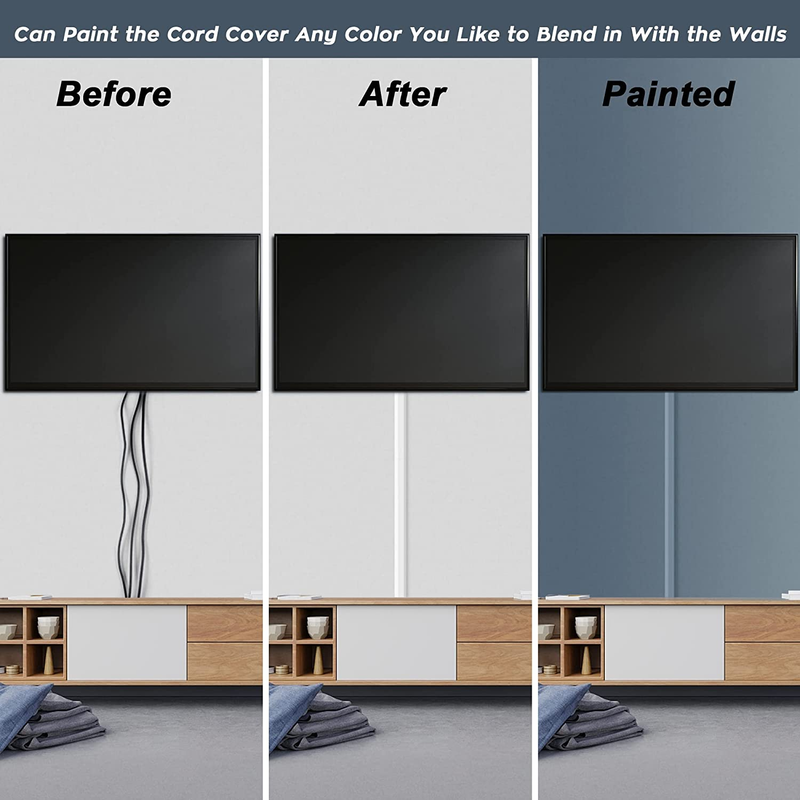 TV Cable Hider - 62.8In PVC Cord Hider Cable Management Wall, Paintable Cable Co