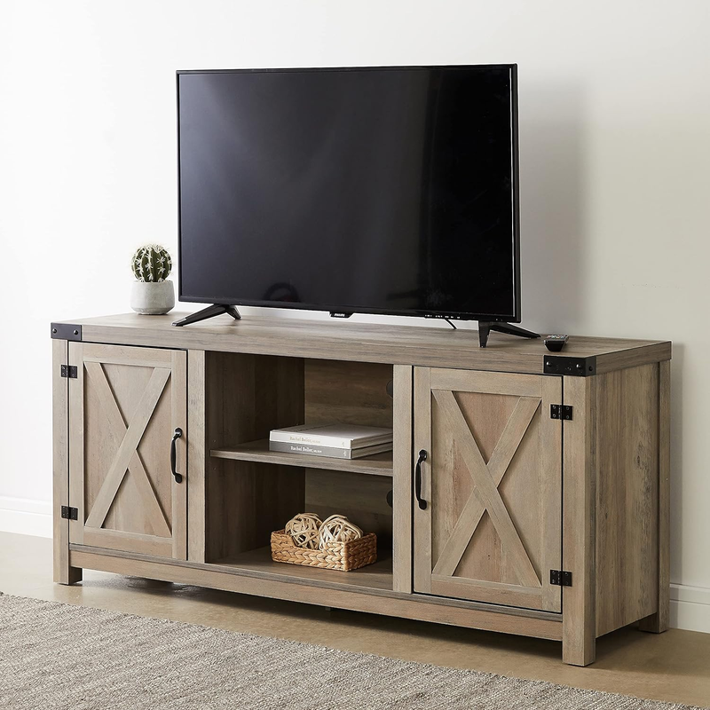 58Inch Barn Door TV Stand Entertaiment Media Console Center Industrial Style , G