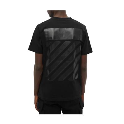 Pre-owned Off-white Diag Tab Slim S/s Tee Mens Style : Omaa027c99jer00 In Black/black