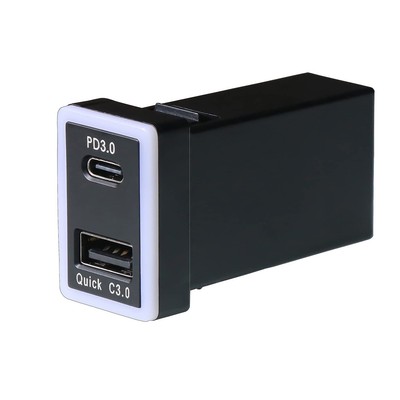 QC3.0 +PD3.0 USB Power Socket, 60W Output, Type C & Quick Charge 3.0 Car Char...
