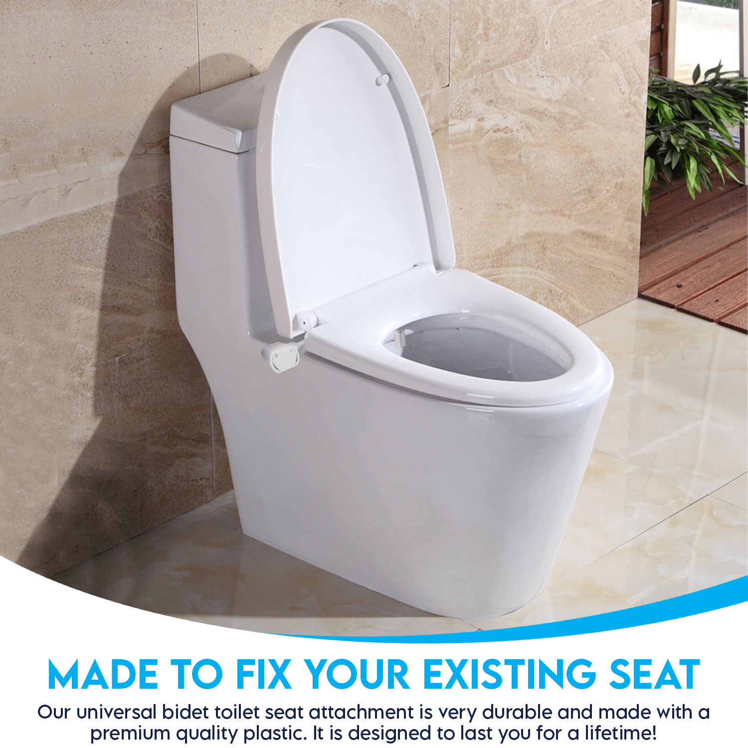 JEP Dual Nozzle Bidet Toilet Seat Attachment with warm water - Square New