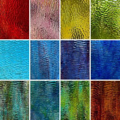  12 Sheets Transparent Textured Stained Glass Variety Pack, 4x6 Inch Cath