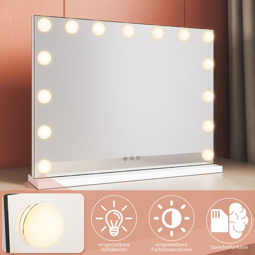 Schminkspiegel Hollywood Beleuchtet Kosmetikspiegel LED Touch mit 15 LED 3-Licht