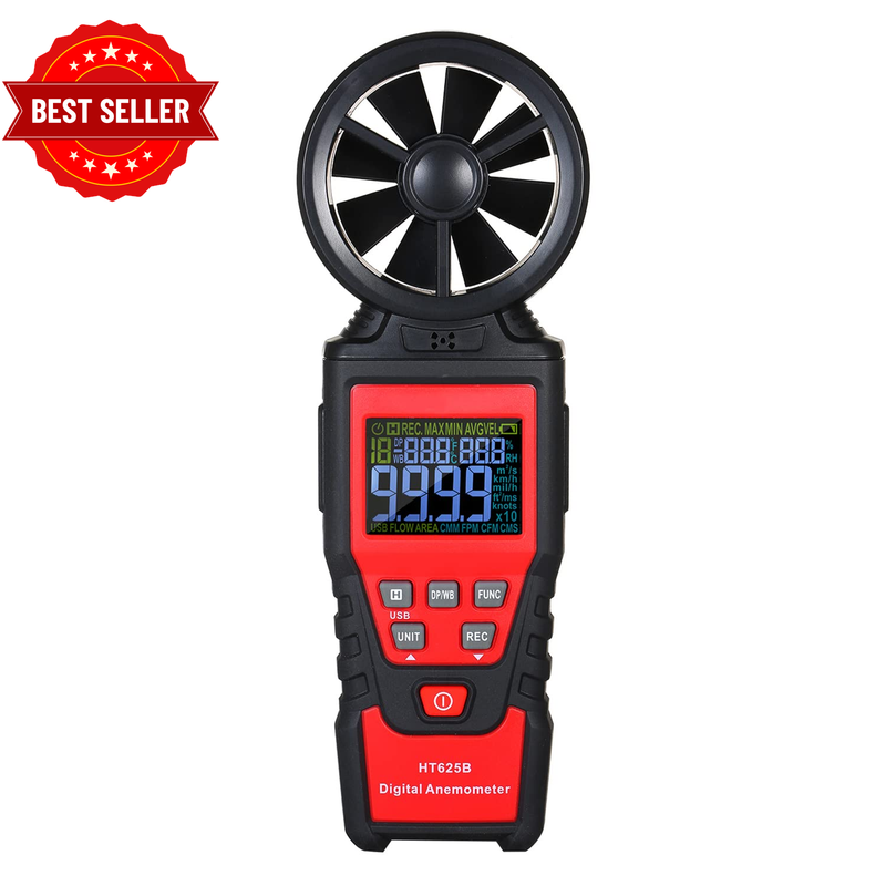Handheld Anemometer Digital Wind Speed Meter with USB, LCD Color Display Measure