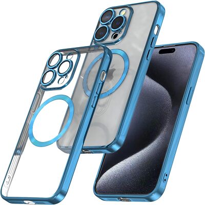 For iPhone 15 Plus 14 13 12 11 Pro Max Slim Clear MagSafe Magnet Shockproof Case