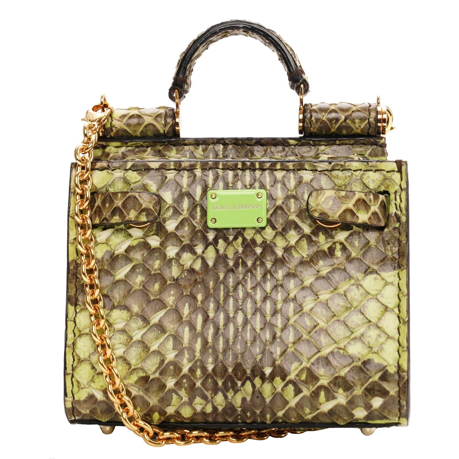 Сумка через плечо с логотипом Dolce & Gabbana Cuero de Culebra Сицилия 62 Микро Зеленый 13660