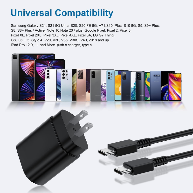 25w Samsung Charger, Fast Charger USB C & Samsung Charger Fast Charging Cord 6FT