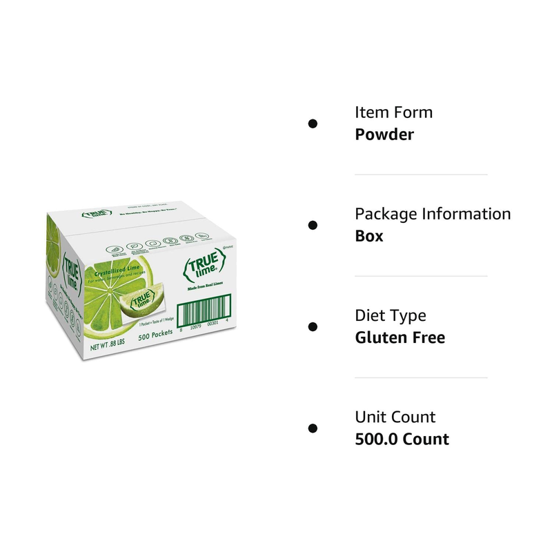 TRUE LIME Water Enhancer Bulk Pack  0.03 Ounce 500 Count Pack of 1 Zero Calorie