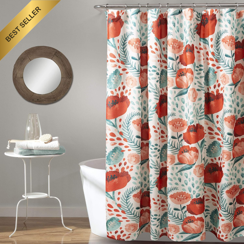 , Multi Poppy Garden Shower Curtain, 72