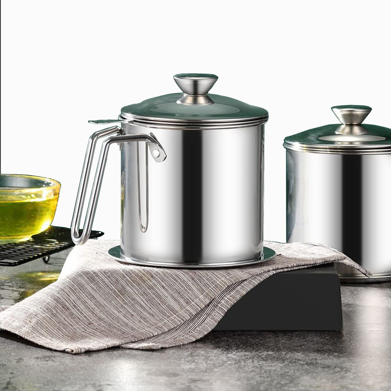 Bacon Grease Container with Strainer - 1.8L/7 Cups Cooking Oil Container Kitche