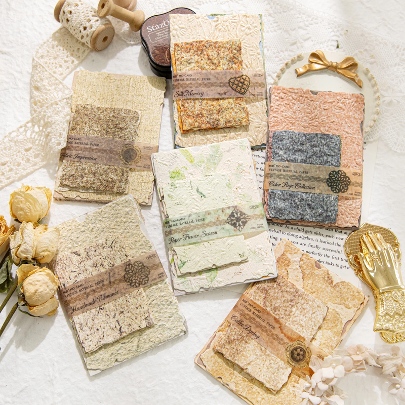 28Pcs/Pack Vintage Reliefs Texture Paper DIY Scrapbooking Collage Materials Dec