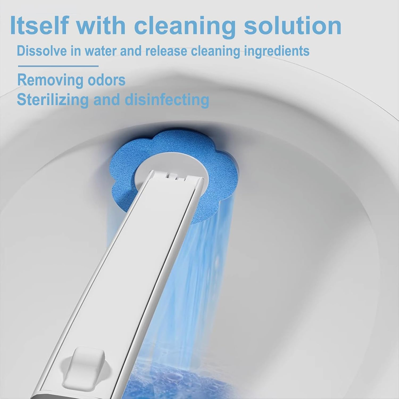 2 Pack Disposable Toilet Brush and Holder Set,Extended Handle with 48 Cleaner Re