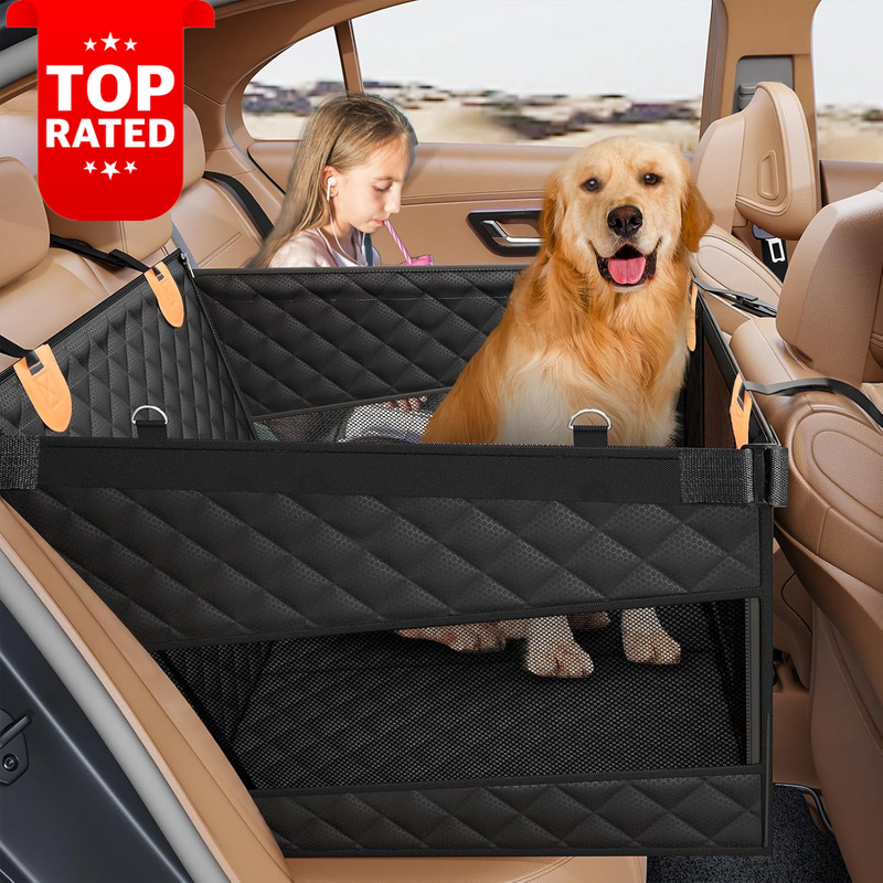 Large Dog Car Seat Extender Waterproof with Hard Bottom Safety for Back Seat