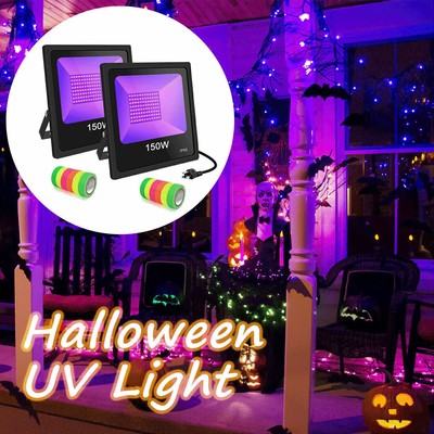 2 Pack 150W LED Black Lights Blacklight Flood Light with Plug IP66 Waterproof