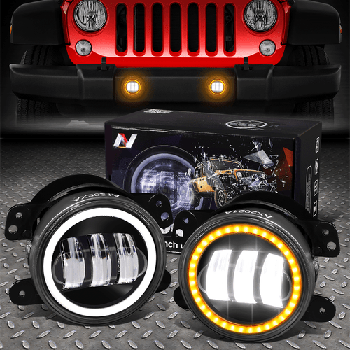 NUVISION [LED HALO DRL+SIGNAL] FOR 07-19 CHARGER WRANGLER PROJECTOR FOG LIGHTS