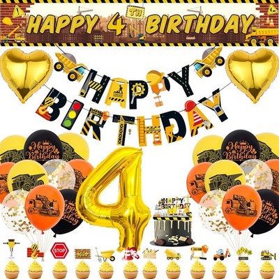 Construction Excavator Birthday Party Decoration Set 4th Birthday Boy Balloons K