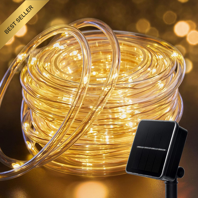 72FT 200LED Solar Rope Lights, Warm White 1PACK