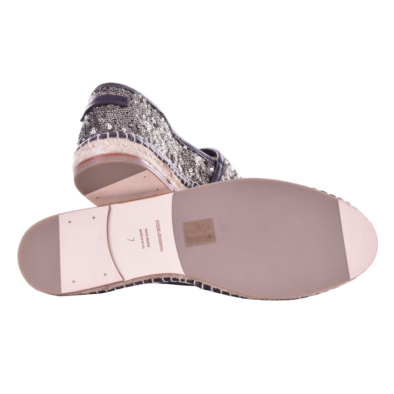 Pre-owned Dolce & Gabbana Sequined Espadrilles Shoes Tremiti Gold Black 08125