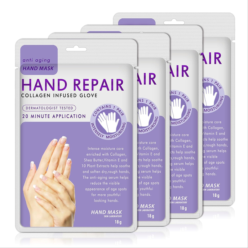 AIQIUSHA 4 Pack Hands Moisturizing Gloves, Hand Spa Mask Infused Collagen, Serum