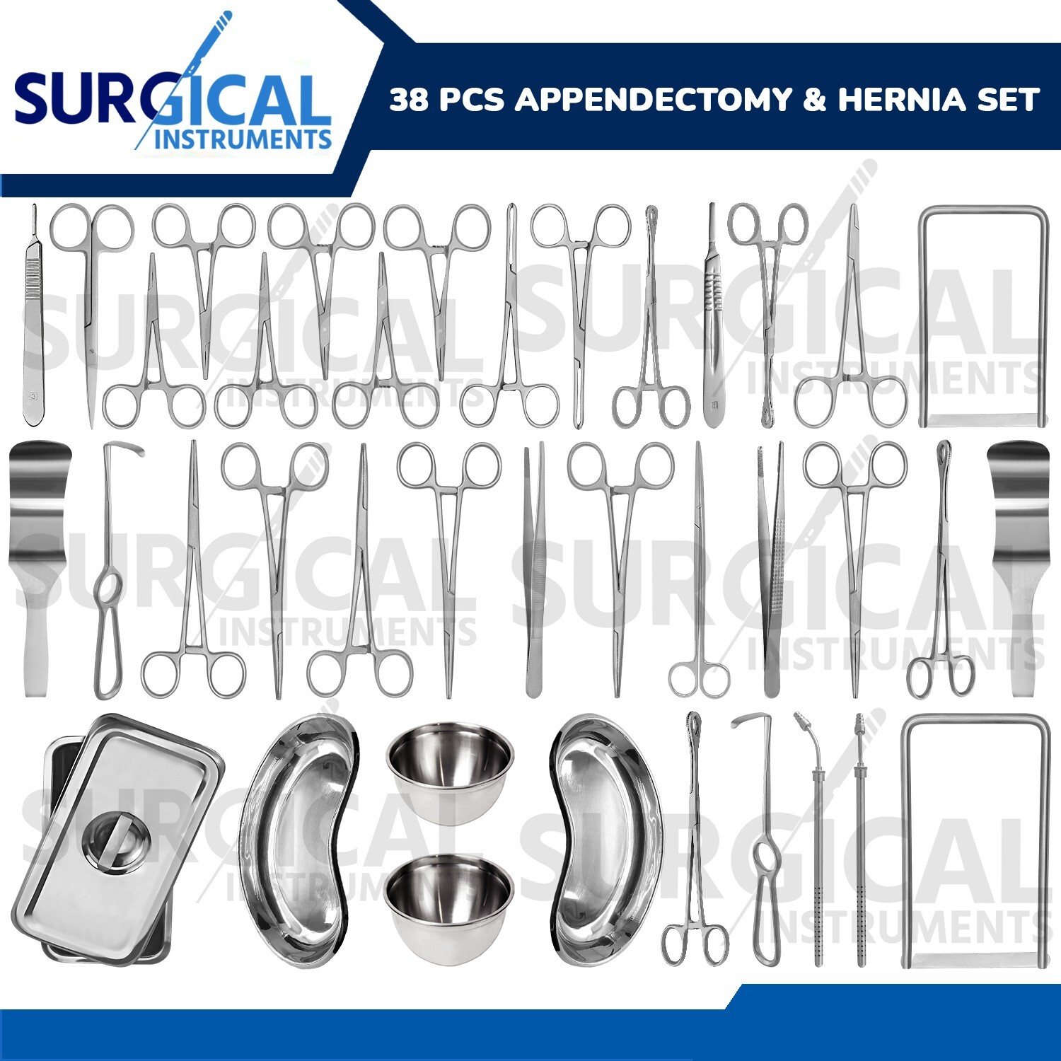 38 Pcs Appendectomy and Hernia Set Kit General Surgery Instruments