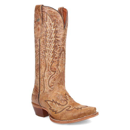 Pre-owned Dan Post Ladies Katina Distressed Tan & Brown Leather Boots Dp5159