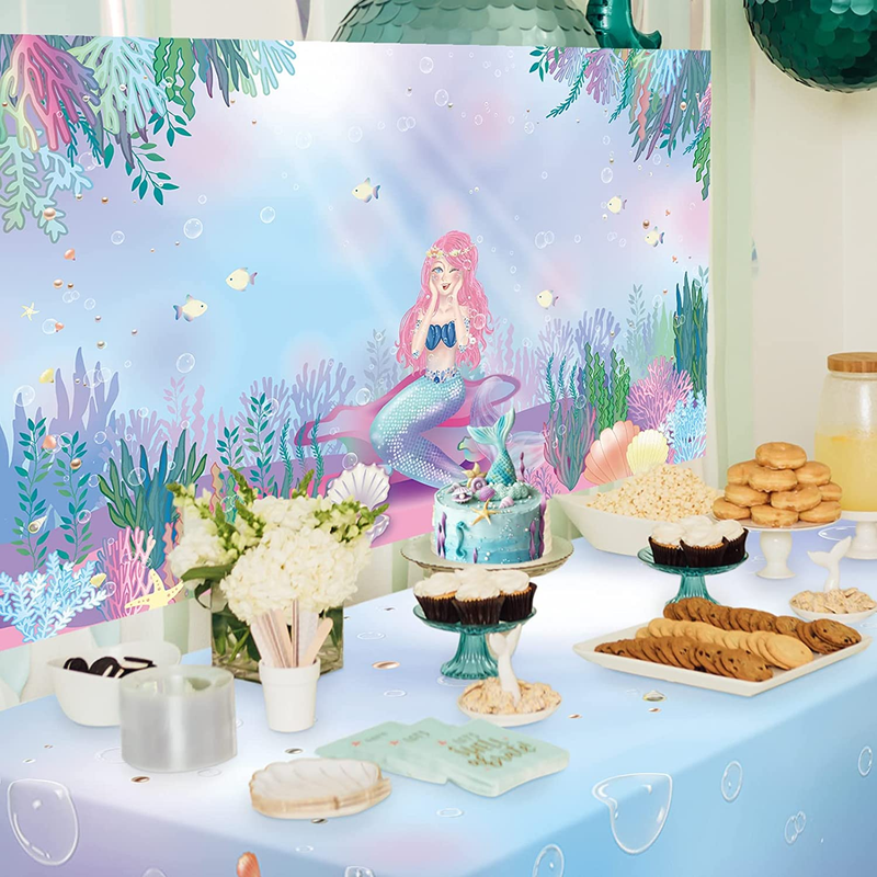 9X5Ft Fabric under the Sea Tablecloth Little Mermaid Table Cover for under Sea B