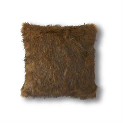 K & K Interiors - Brown Faux Fur 18'' Pillow - 18902A-BR