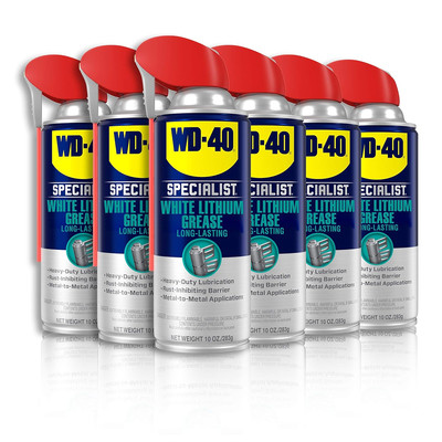 White Lithium Grease Spray with SMART STRAW SPRAYS 2 WAYS, 10 OZ [6-Pack]