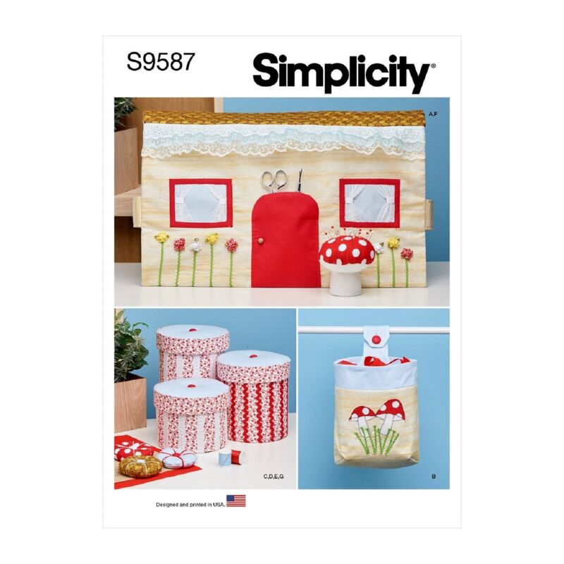 Simplicity Pattern S9587 Sewing Accessories, Machine Cover, Basket Pincushion FF