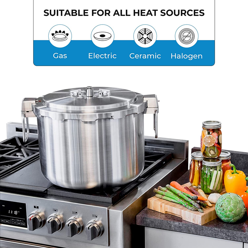 37 Quart Stainless Steel Pressure Cooker Extra Large Canning Pot with Rack and L